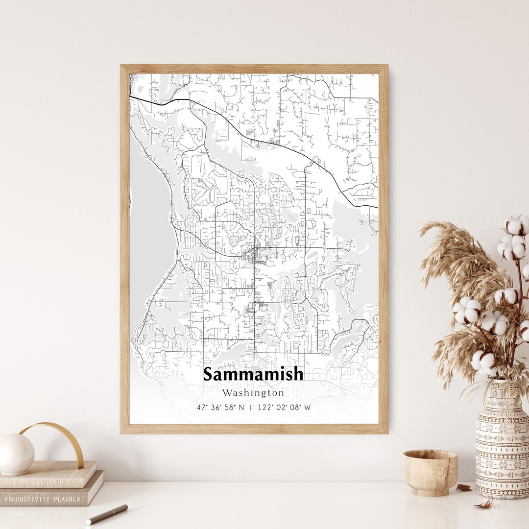 Map of Sammamish Digital File, Modern City Map, Sammamish Printable Map
