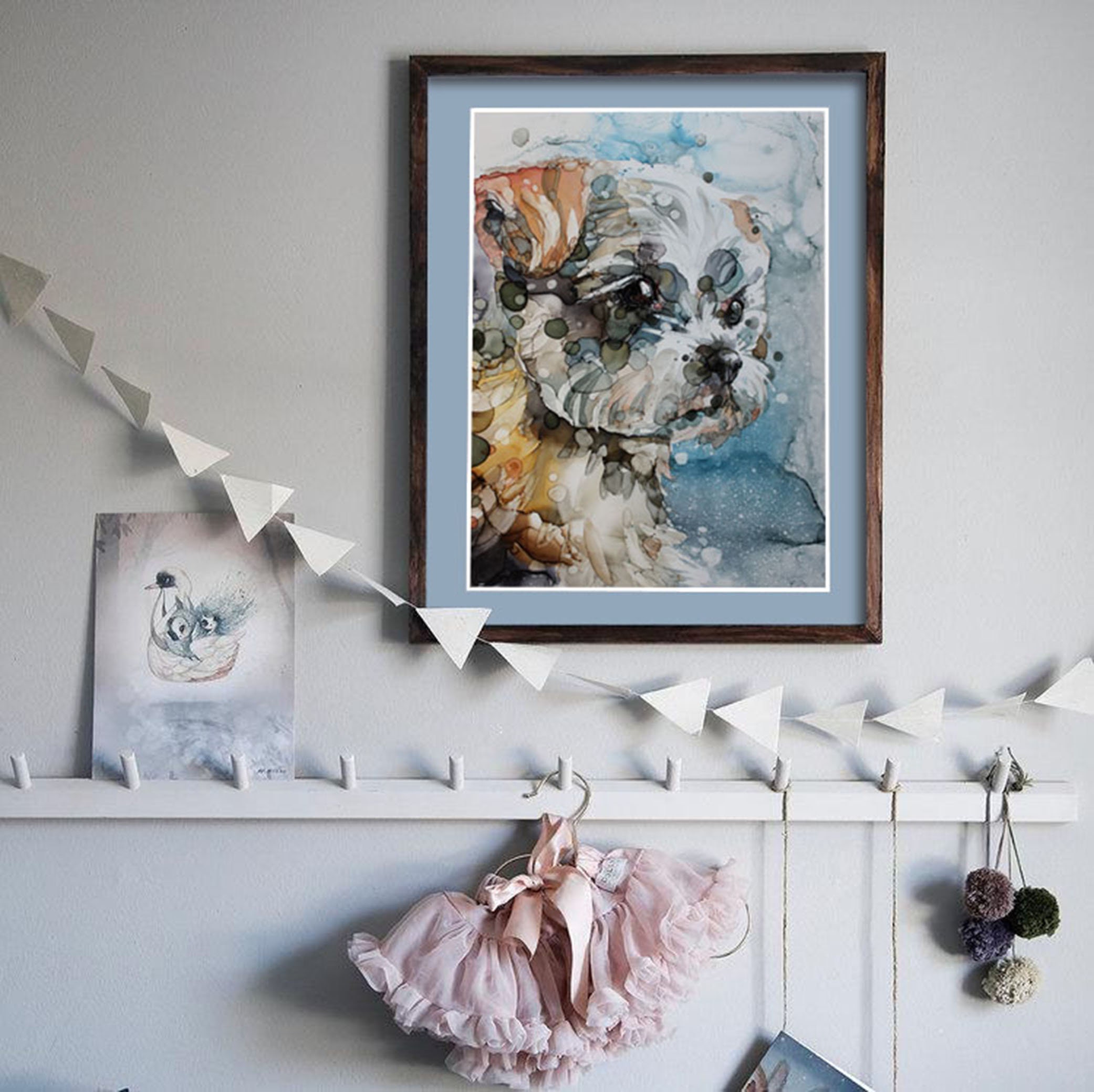 Malerei malteser Hund original weißen Hund Bild Alkohol Etsy