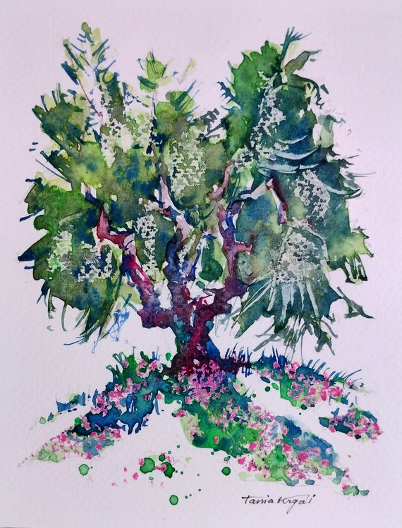 Olivenbume Serie 1, original Aquarell auf Papier, 18x14 cm - Etsy.de