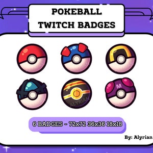 6 PKMN Pokeball for Twitch Sub Badges | Bit Badges | Stream Graphics