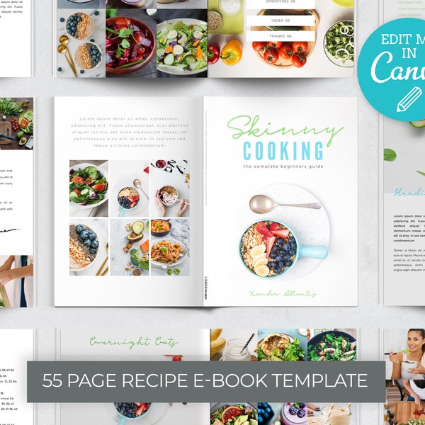 Modern Recipe E-Book Template / Editable Keto Recipe Magazine Template / Diet Cookery Book / Healthy Eating Recipe Cards / Meal Planner