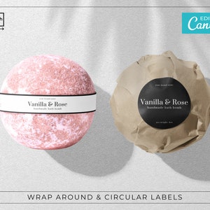 Modern Bath Bomb Label Template / Editable Label Template / Printable Bath Bomb Sticker / Elegant Bath Bomb Wrap Around Label / ELIS