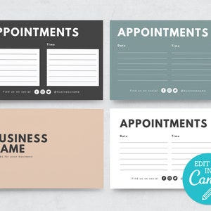 Szablon Big & Bold Appointment Card / Edytowalna karta wizyty / Minimalistyczna karta przypominająca o wizycie / Spersonalizowane karty wizyt