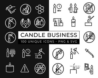 Candle Care Icon set / Candle Icons / candle business icons / candle warning icons / candle making icons / Safety icons