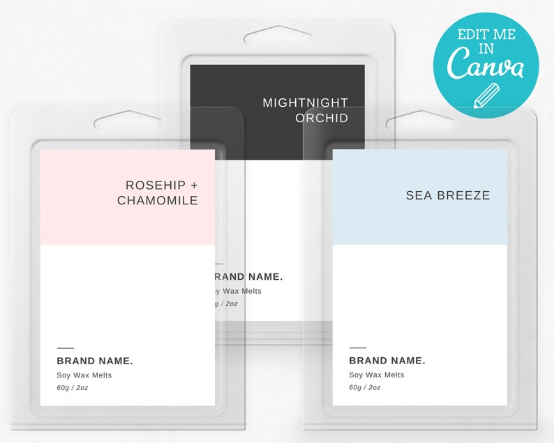 editable wax melts label template minimalist wax melts etsy