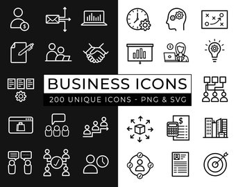 Business Icon Pack / 200+ Corporate Icons / Management Icons / Modern Icon Pack / Line Office Icons / Startup + New Business Icons / SVG
