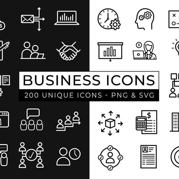 Business Icon Pack / 200+ Corporate Icons / Management Icons / Modern Icon Pack / Line Office Icons / Startup + New Business Icons / SVG