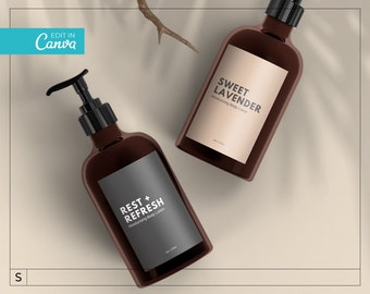 Flaschenetiketten Vorlage / Moderne Etiketten für Flaschen / Kosmetiketiketten / Handlotion Etikettenvorlage / Körperproduktetiketten / MAGNA