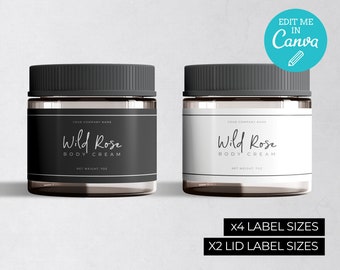 Editable Wrap around label template / Body Product Label template / Cosmetic Labels / Circular labels / Jar packaging label / TATTON