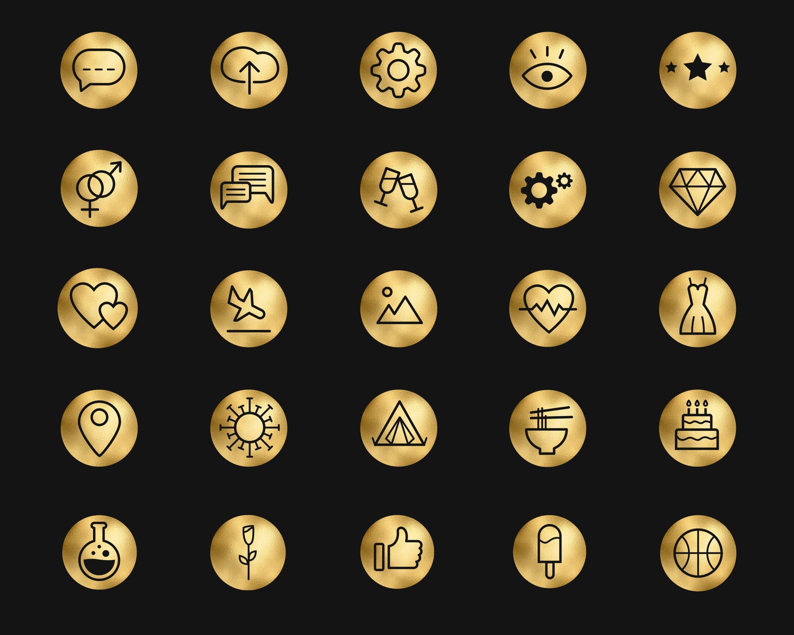 800 Gold Icons // Gold Foil Icons // Website Icons // Blog | Etsy
