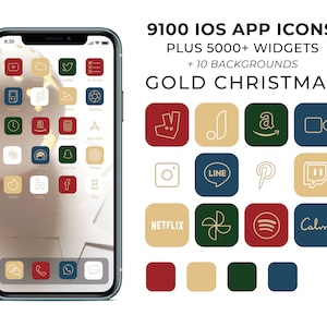 GOLD CHRISTMAS iOS 14 App Icons / 9100 Festive Aesthetic icons iOS14 / Winter iOS14 App Icons / Christmas iPhone Icon App Pack / iOS Widgets