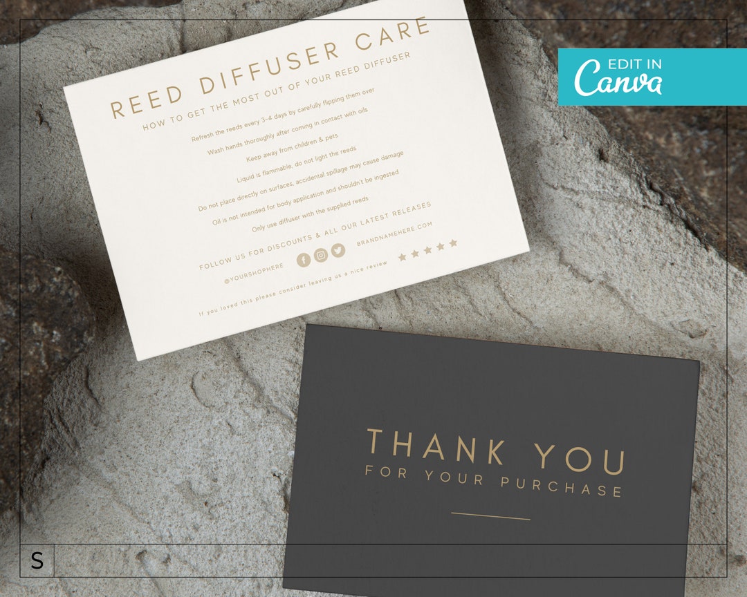 Minimalist Reed Diffuser Care Card Template / Editable Diffuser ...