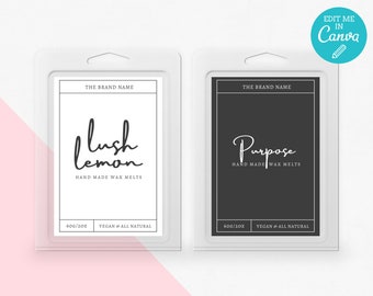 Modern Wax Melts Label Template / Editable Wax Melts Labels / Minimalist Label / DIY Product Label / Pre made Label Template Download / ARIA