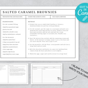 Traditional Recipe Card Template / Editable Recipe Cards Template / Printable Blank Recipe Card / Recipe Binder Card