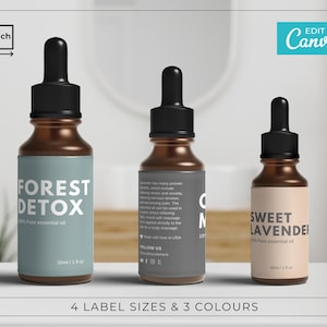 Modern Essential Oil Label Templates/ Editable Dropper Bottle Labels / Minimalist Beauty Labels / Minimalist Serum Label Template / MAGNA