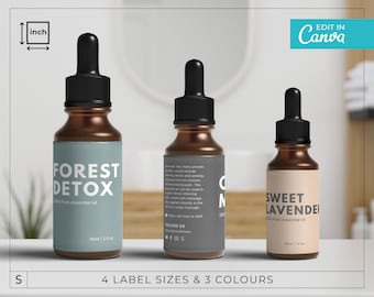 Modern Essential Oil Label Templates/ Editable Dropper Bottle Labels / Minimalist Beauty Labels / Minimalist Serum Label Template / MAGNA