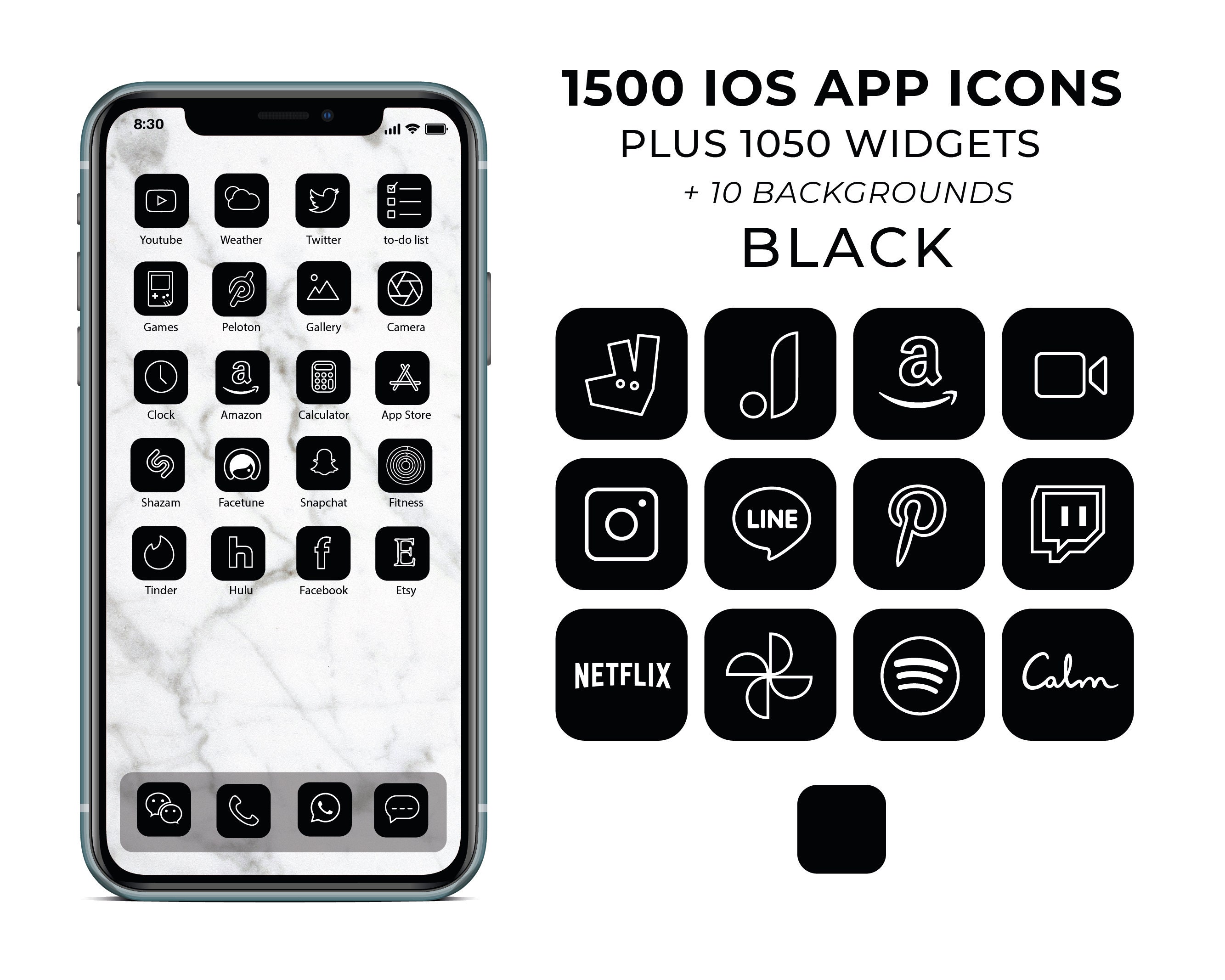 1500 Minimalist Black Ios 14 App Icons / Social Media Icons -  Denmark