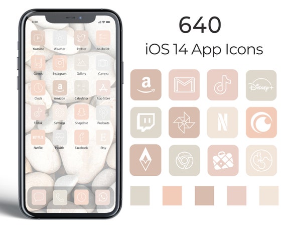 640 Ios 14 App Icons Nude Aesthetic App Icons Social Media Etsy