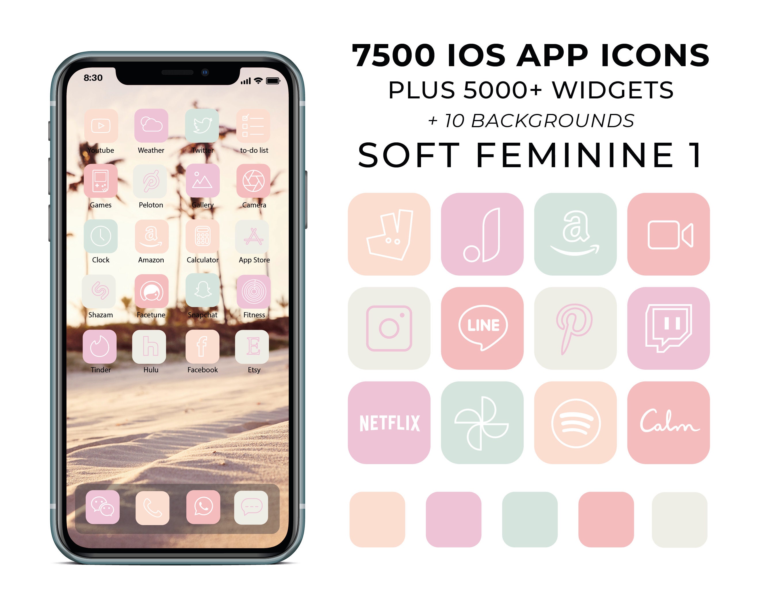 Soft Feminine Ios 14 App Icons / Feminine Aesthetic App Icons 