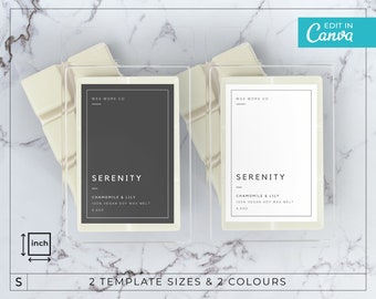 Minimalist Wax Melts Label Template / Editable Wax Melts Labels / Modern Wax Tart Label / Wax Clamshell Labels / Wax Melt Label / SEREN