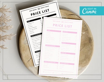 May include: A white price list for a beauty salon called Body Maxim Beauty House. The price list is divided into categories such as Hair, Hair Colouring, Hair Removal, Facials, Nails, and Make-up. The prices are listed in pounds sterling.