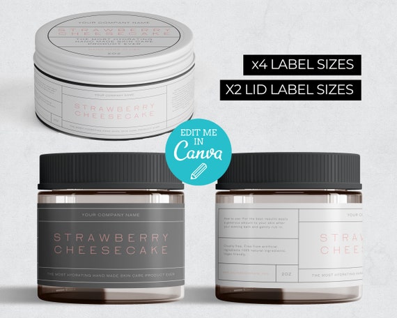 Black Wrap Around Label template / Editable product label template / Minimalist Cosmetic Label / Circular labels / Pink beauty Labels / VESI