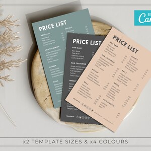 Minimalistische Preisliste Vorlage / Moderne Menü Vorlage / Bearbeitbare Preisliste / Druckbare Schönheitssalon Preisliste / Moderne Preisliste / MAGNA