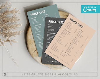 Minimalist Price list Template / Modern Menu Template / Editable PriceList / Printable Beauty Salon Price list / Modern Price List /  MAGNA