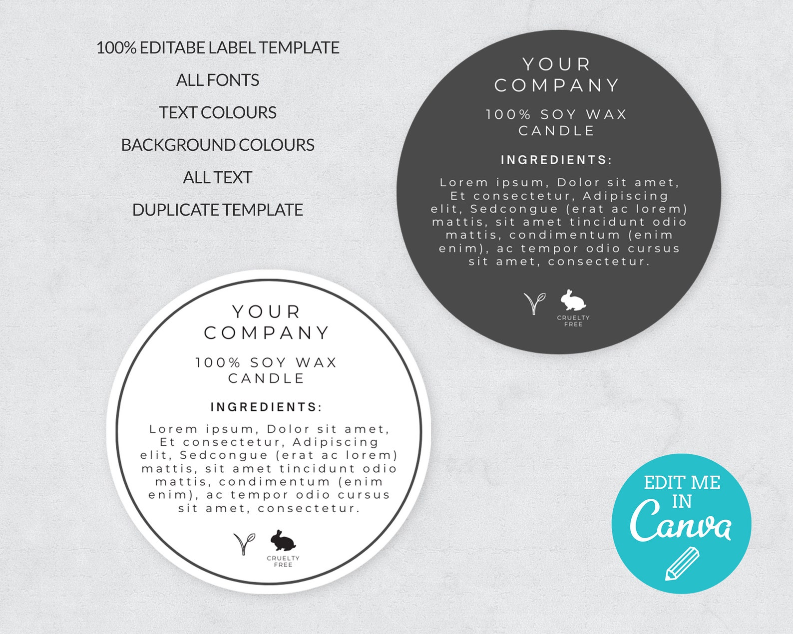 Circular Labels / Editable Information Labels / Labels for Bottom of ...