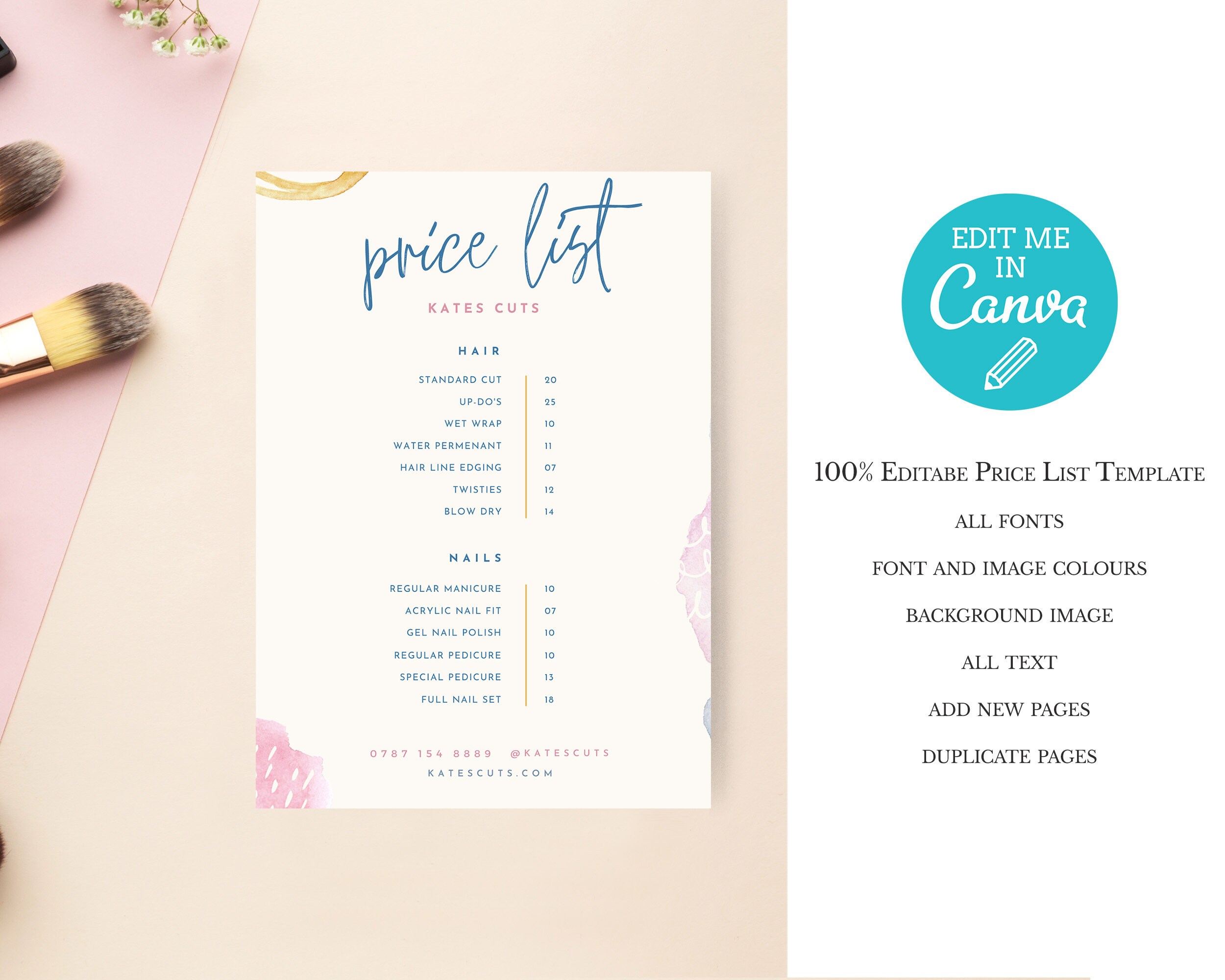 Modern Price List Template / Abstract Price List Menu / Etsy