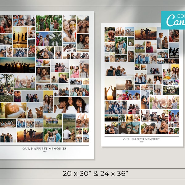 Large Photo Collage Template / Editable Photo Grid / 20x30" 24x36" / Photography Collage / Editable Wedding Collage / Printable Image Grid