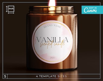 Gold & Pink Blush Circular Candle Label Template / Circular Labels / Editable Candle Labels / Nude Candle Label / Pink Candle Label / LYA