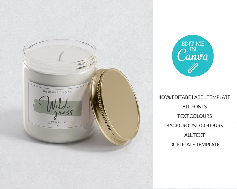 Modern Candle Label Template / Editable Colourful Candle | Etsy