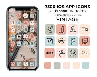 iOS 14 App Icons / 7500 Pastel Aesthetic icons iOS14 / Vintage iOS14 App Icons / iPhone Icon App Pack / iOS Widgets / Vintage iOS Icons