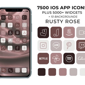 7500 Rusty Rose Aesthetic iOS 14 App Icons / Rose Social Media icons iOS14 / Rose iPhone Icon App Pack / Pink iOS Aesthetic Icon
