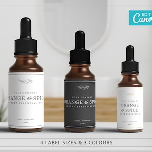 Dropper Bottle labels template / Editable Essential Oil Labels / Traditional Label Template / Floral Cosmetic Bottle Label / WILLOW
