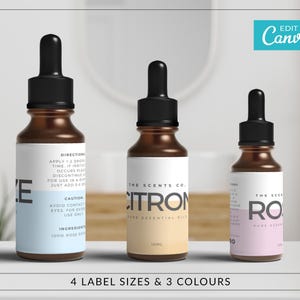Modern Dropper Bottle labels template / Editable Essential Oil Labels / Modern Serum Label Template / Minimalist Cosmetic Label / HOXTON