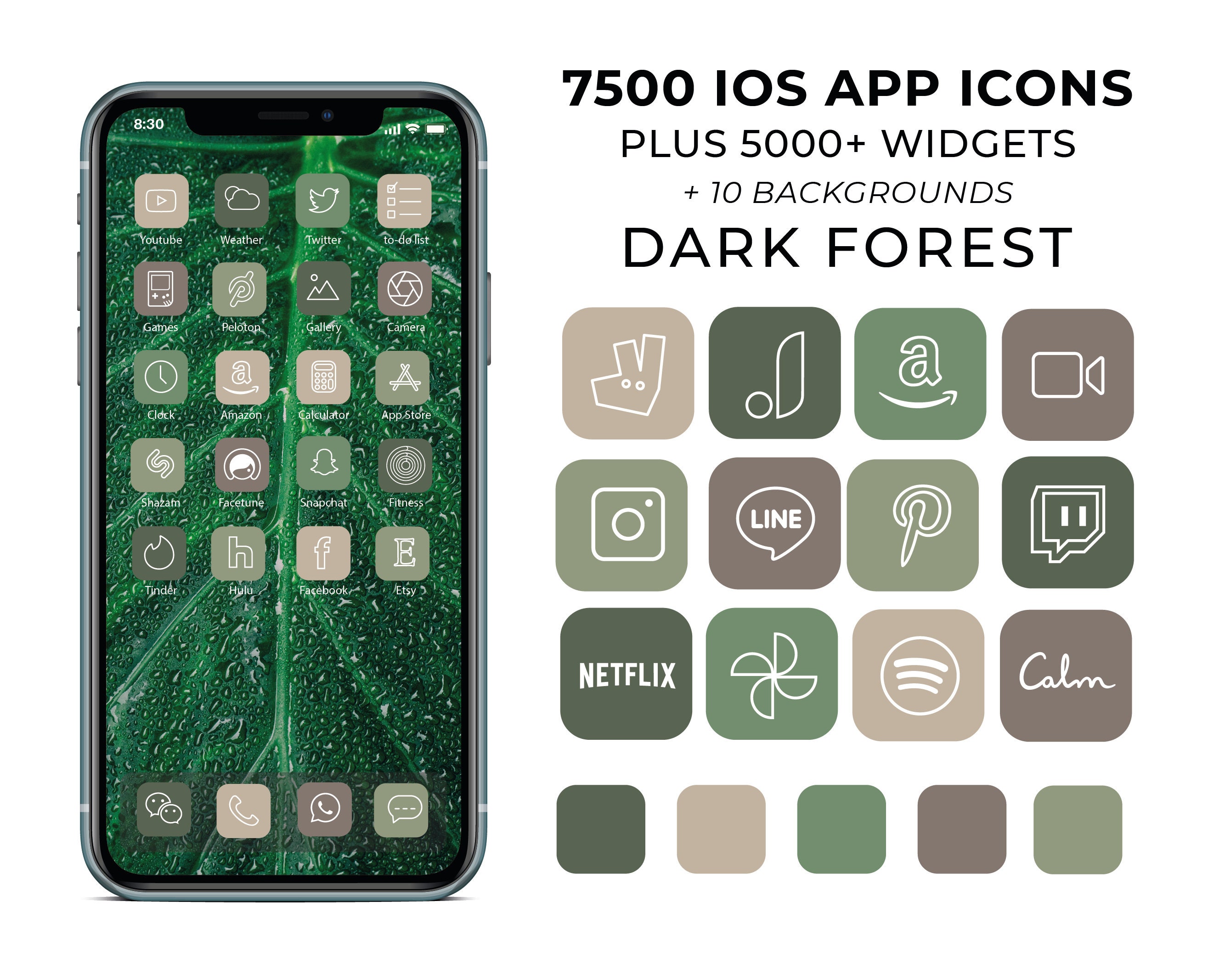 7500 Nature Aesthetic Ios 14 App Icons / Green Forest Ios Icon