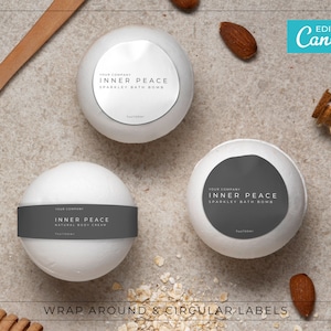 Minimalist Bath Bomb Label Template / Editable Label Template / Printable Bath Bomb Sticker / Modern Bath Bomb Wrap Around Label / NOVA
