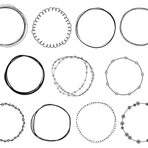 40 Doodle Borders Circles // Hand Drawn Wreaths // Doodle Wreaths ...