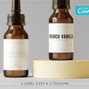 Bold Dropper Bottle labels template / Editable Essential Oil Labels / Modern Label Template / Minimalist Cosmetic Label / DOMO