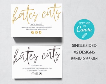 Gold Business Card Template / Editable Single sided Business Card Template / Printable Contact Card Design / Business Stationary Template