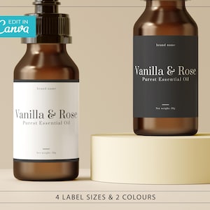 Bold Dropper Bottle labels template / Editable Essential Oil Labels / Modern Label Template / Minimal Cosmetic Bottle Label / ELIS