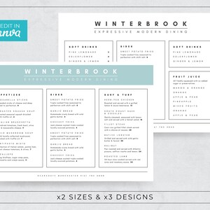Modern Menu Template Horizontal / Minimalist Price List Templates / A4 ...
