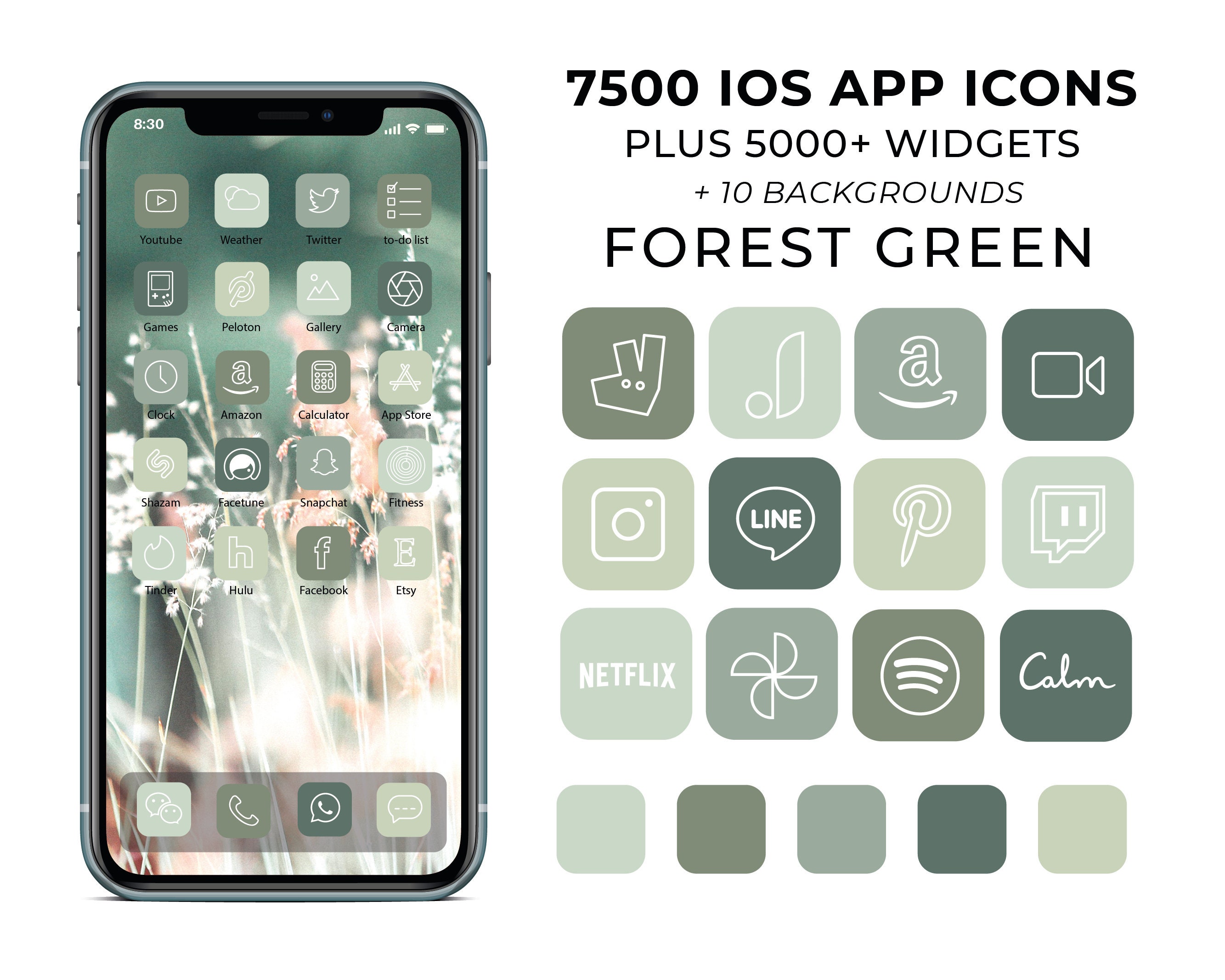 7500 Forest Green Aesthetic Ios 14 App Icons / Social Media -  Israel