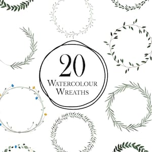 20 Blumen Aquarell Kränze / / von Hand gezeichnet Kränze / / Rahmen & Kränze / / Natur Kranz / / Hochzeit Kränze / / Blumen / / transparente PNG