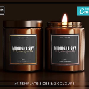 Rose Gold Candle Label Template /  Editable Gold Candle Labels / Minimalist Candle Label / Modern Gold Frame Candle Label / TESI