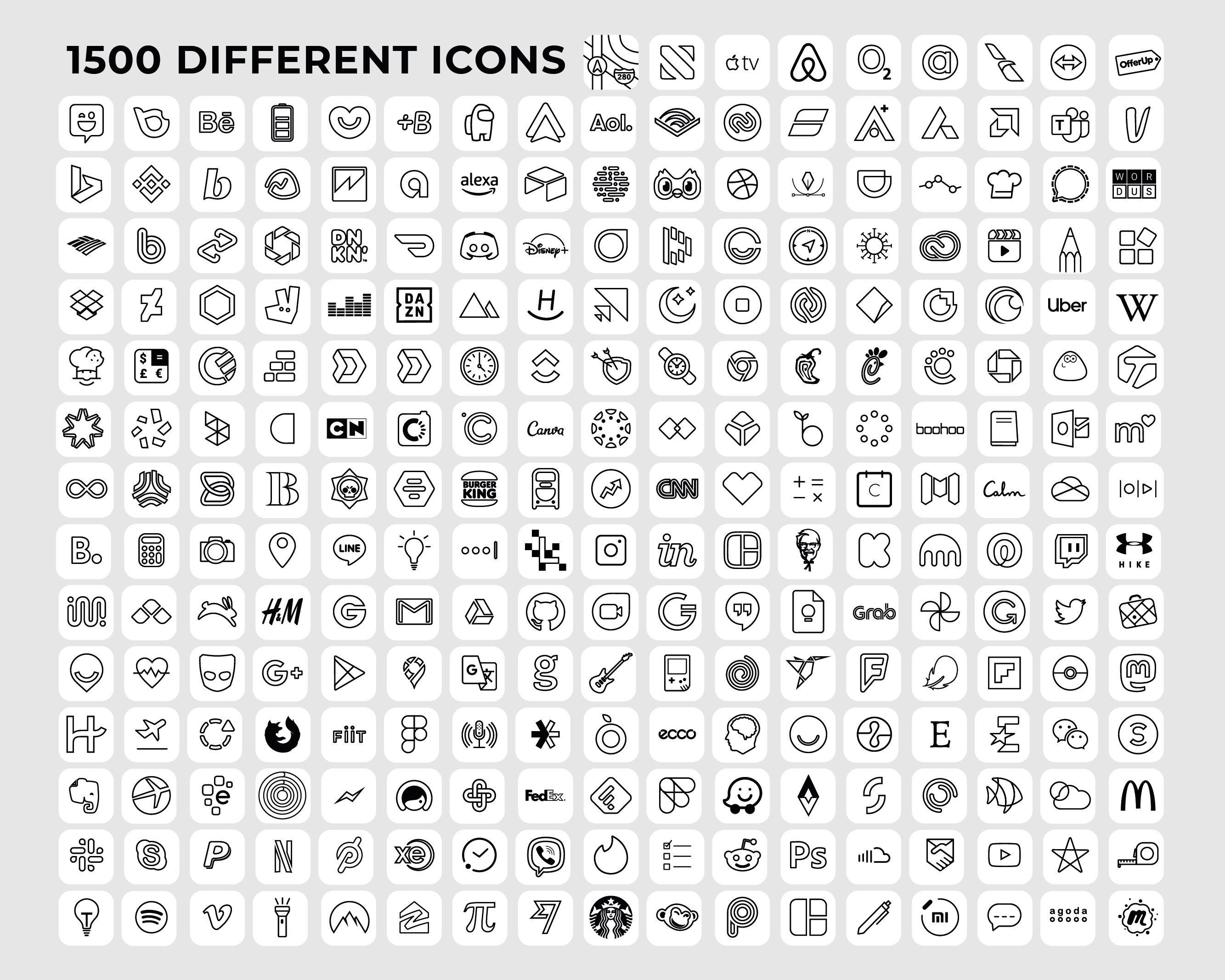 Ios Icon Pack White 1500 Minimalist White Ios 14 App Icons / Social Media Icons Ios14 ...