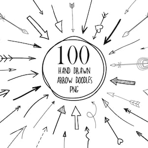 100 setas desenhadas à mão // Doodles de flechas // Seta tribal // Seta nativa // Setas decorativas // Desenhadas à mão // Setas estilo escolar a lápis