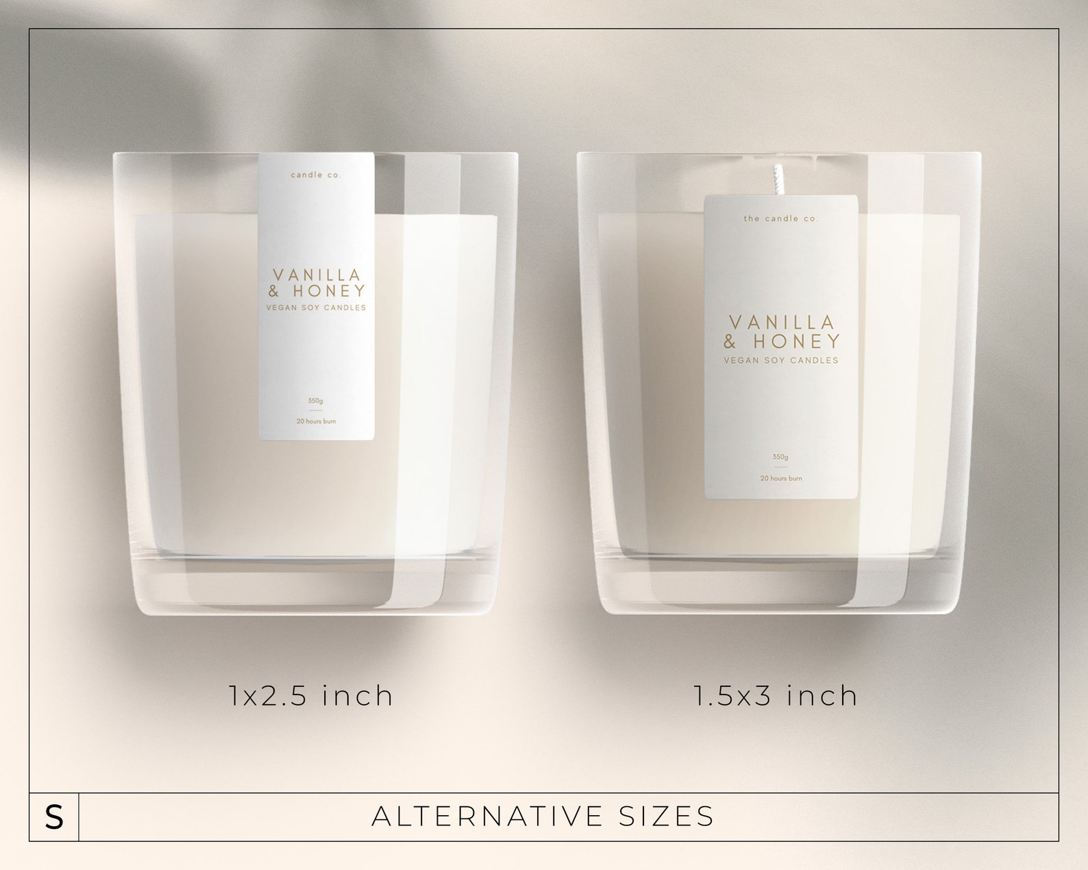 Thin Candle Label Template / Gold Minimalist Candle Labels / Etsy